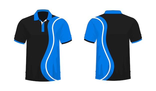 Camiseta Polo plantilla azul y negra para diseño sobre fondo blanco Ilustración vectorial eps 10