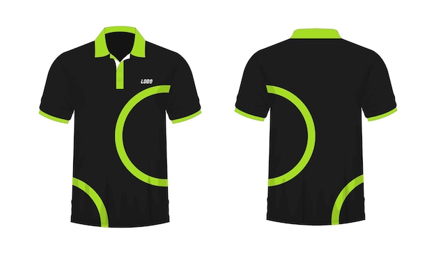 Camiseta Polo verde y plantilla negra para diseño sobre fondo blanco. Ilustración vectorial eps 10.