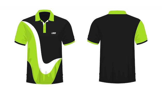 Camiseta Polo verde y plantilla negra para diseño.