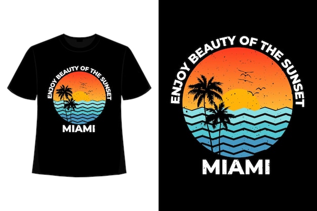 Camiseta puesta de sol retro miami beach