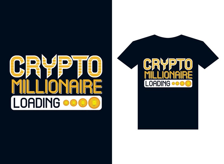 Vector una camiseta que dice cargando cripto millonario.