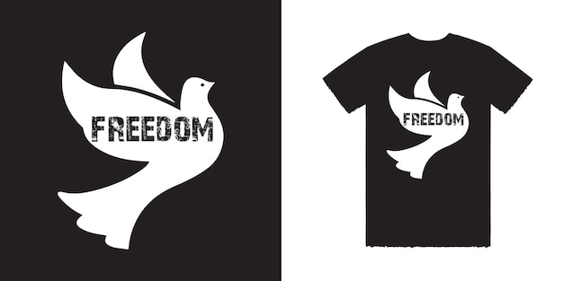 Una camiseta que dice libertad en ella Camiseta de vector de libertad Camiseta de paloma Camisetas retro Vector