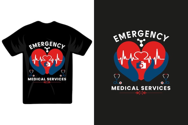 Vector una camiseta que diga servicios médicos de emergencia.