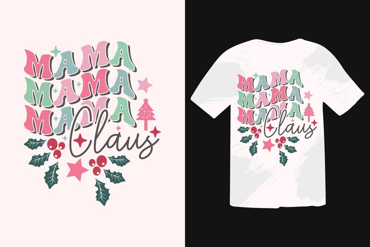 Vector camiseta retro de corona de navidad diseño de invierno acogedor temático ilustración vectorial de texto colorido
