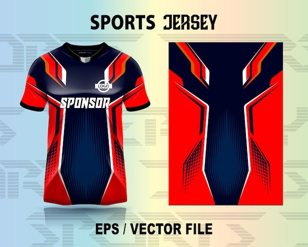 una camiseta roja y azul con la palabra deporte en ella