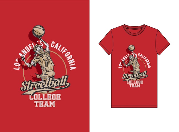 Una camiseta roja que diga streetball.