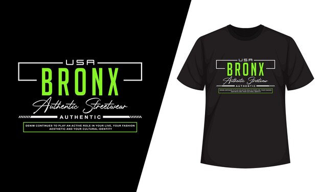 Vector camiseta y ropa de calle de mezclilla bronx