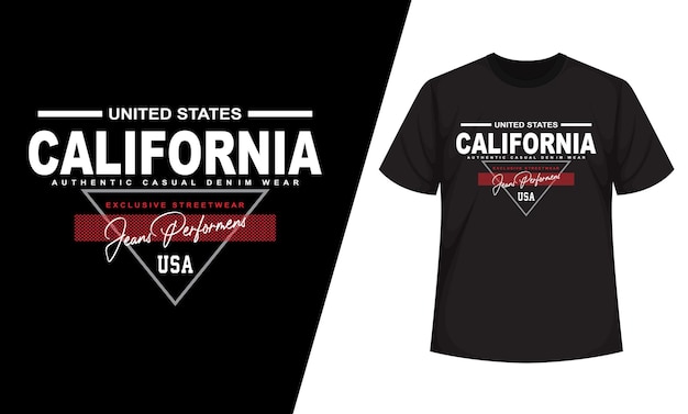 Vector camiseta y ropa de calle de mezclilla de california