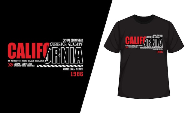 Vector camiseta y ropa de calle de mezclilla de california