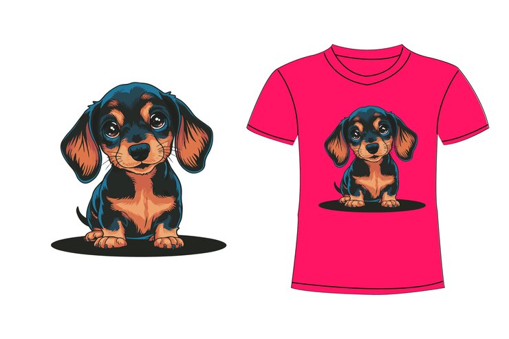 una camiseta rosa con una imagen de un perrito en ella