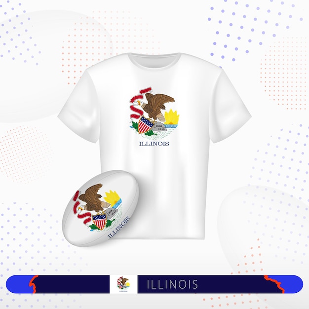 Camiseta de rugby de illinois con pelota de rugby de illinois sobre fondo deportivo abstracto