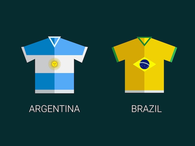 Vector camiseta de la selección de fútbol de argentina y brasil