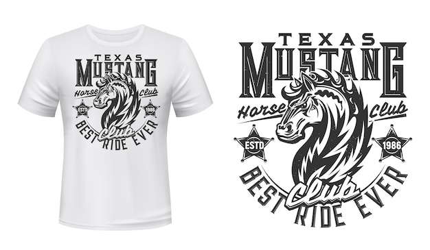 Vector camiseta semental mustang salvaje