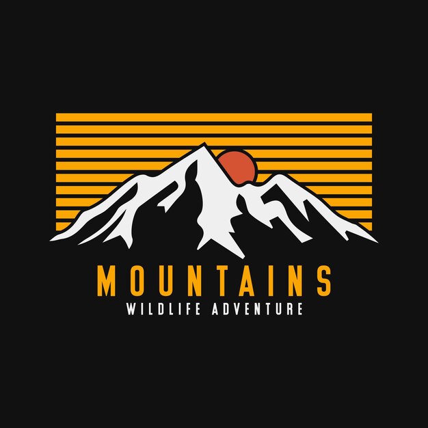 Camiseta de senderismo con vector de montaña.