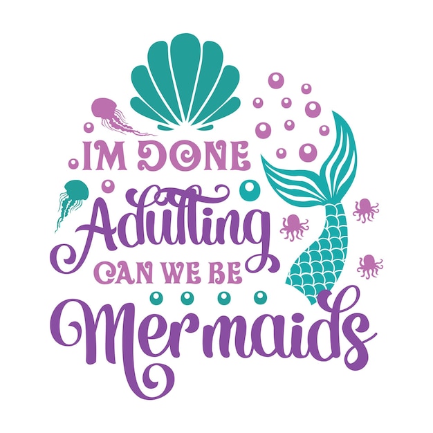 Vector camiseta de sirena svg, sirena svg, diseño de sirena svg