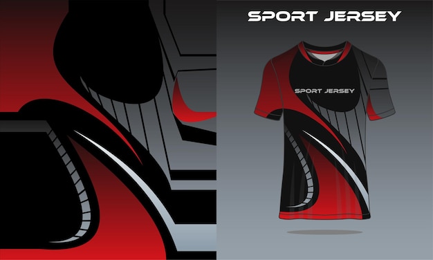 Camiseta sport rojo degradado gris para carreras gaming fútbol