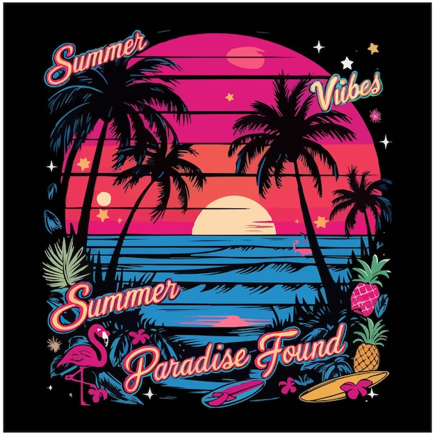La camiseta de Sunset Paradise Vibes fue generada por Desingai