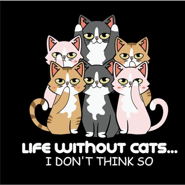 Camiseta svg graciosa de gato Diseño vectorial de tipografía de gato