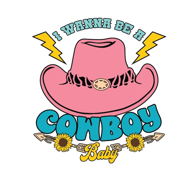 Vector la camiseta svg retro de cowboy tiene un diseño vectorial de cowboy