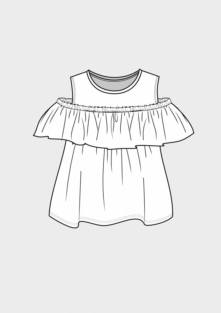Camiseta técnica con volantes dibujo