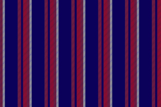 Camiseta de tela vertical con textura vectorial de estilo líneas de fondo patrón de rayas textiles sin costuras geométricas en colores índigo y rojo