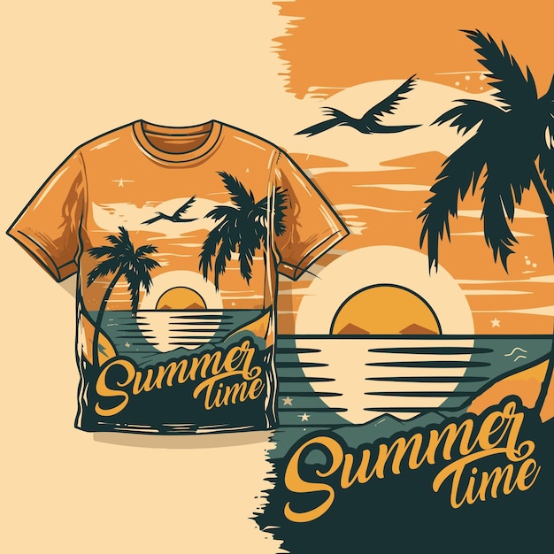 Vector camiseta de tiempo de verano logotipo