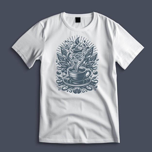 camiseta de tipografía de café con modelo de camiseta blanca para imprimir