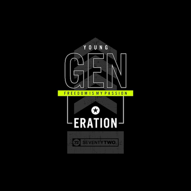 camiseta de tipografía de generación joven