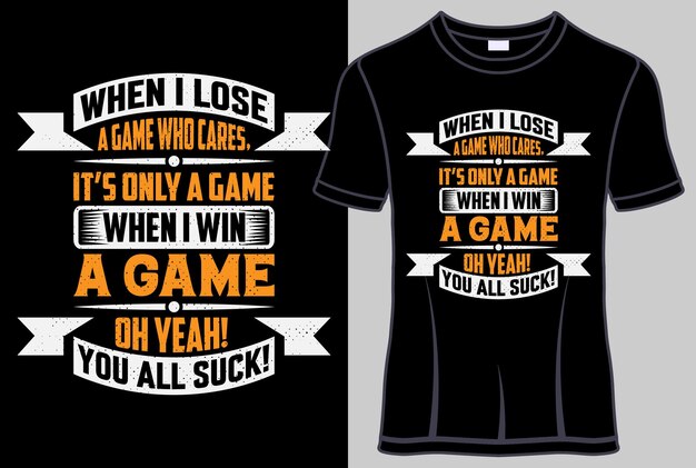 Camiseta de tipografía de juego con gráfico vectorial editable