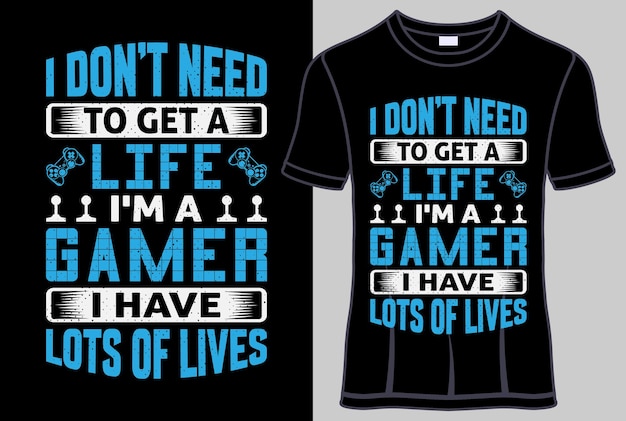 camiseta de tipografía de juego con gráfico vectorial editable