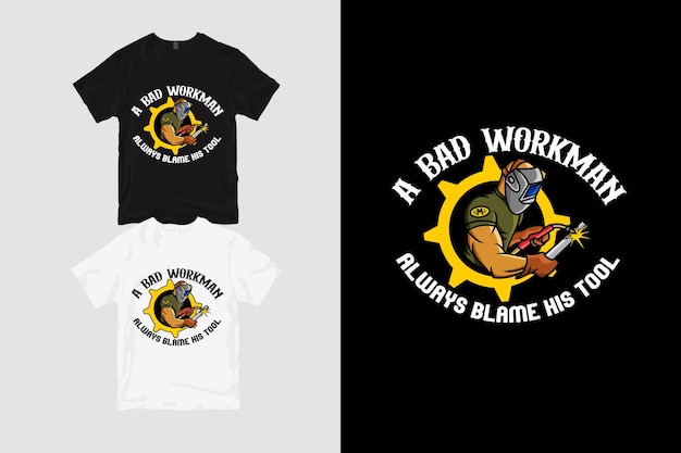 Vector camiseta de los trabajadores de soldadura