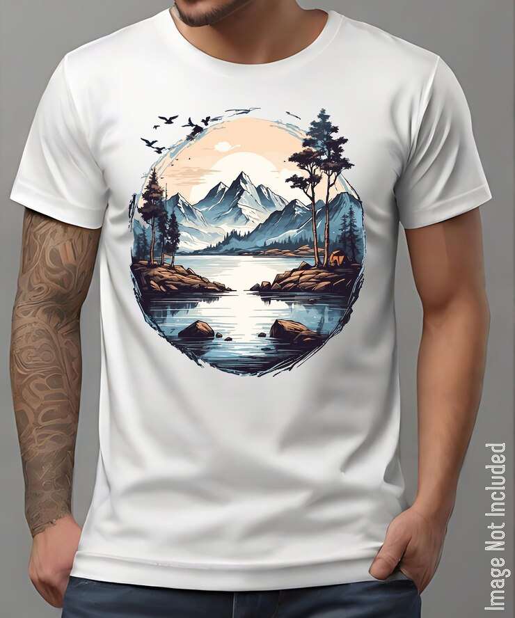 Camiseta vectorial con diseño de camiseta de pintura de tinta Camiseta con puesta de sol y palmeras de colores vibrantes