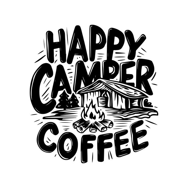 Camiseta vectorial gratuita Café feliz para los campistas