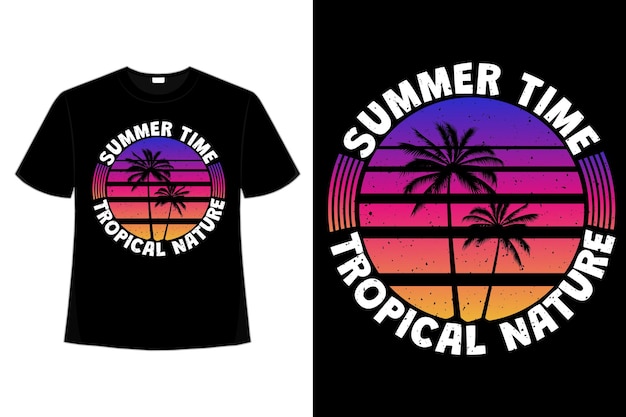 Camiseta verano naturaleza tropical color palmera estilo retro vintage