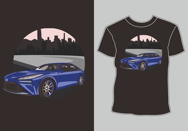 Camiseta verano, retro vintage car en playa