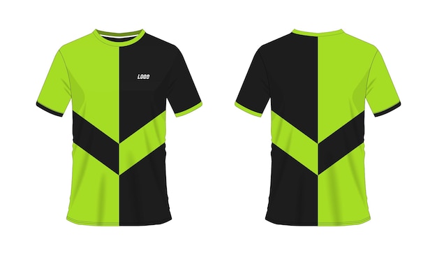 Camiseta verde y negra de fútbol o plantilla de fútbol para el club del equipo sobre fondo blanco. jersey deportivo.