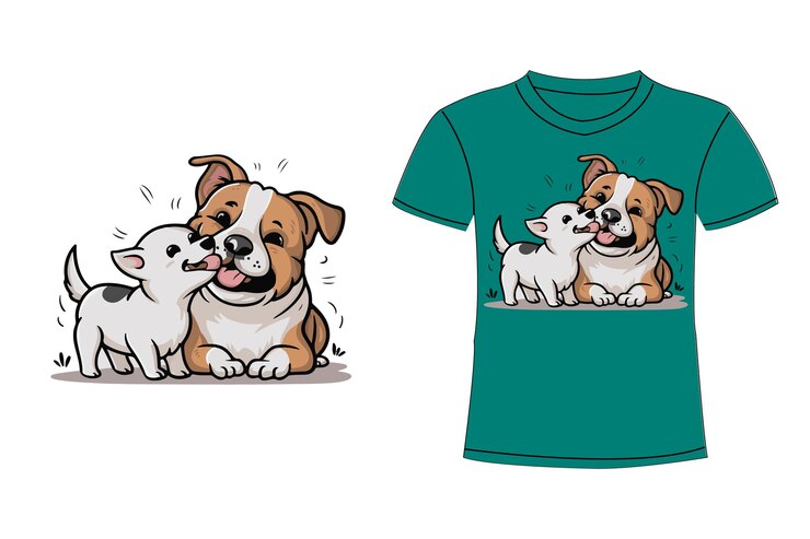 una camiseta verde con un perro y una camisa azul que dice cachorro