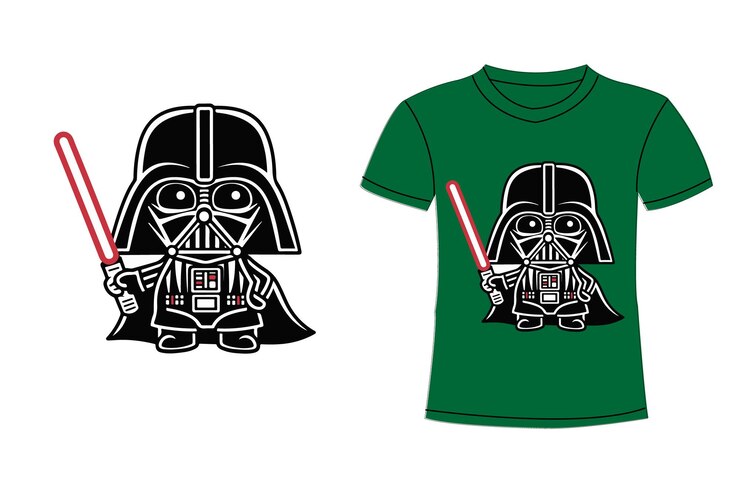 una camiseta verde con un personaje de Star Wars en ella