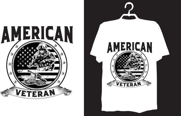 Camiseta de veterano estadounidense Diseño Vector América arma arma