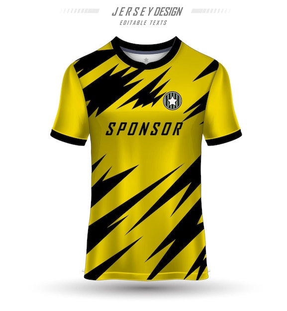 camisetas amarillas y negras con estampado de sublimación