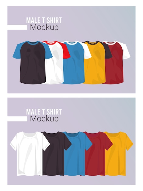 Vector las camisetas de maqueta para adolescentes establecen colores.