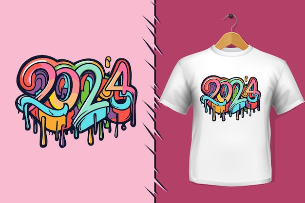camisetas y prendas de vestir con diseño de tipografía colorida de moda 2024