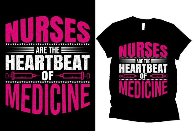 Camisetas que dicen que las enfermeras son el latido del corazón de la medicina.