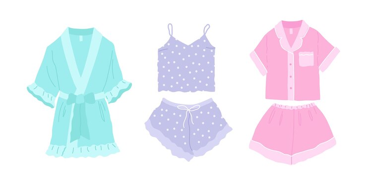 Vector camisón de pijama bastante cómodo y bata de seda de pantalones cortos