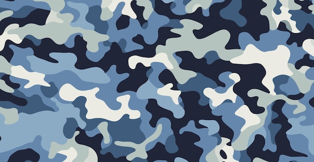 Camo de invierno clásico patrón de pancarta sin costura Vector azul amplificador blanco
