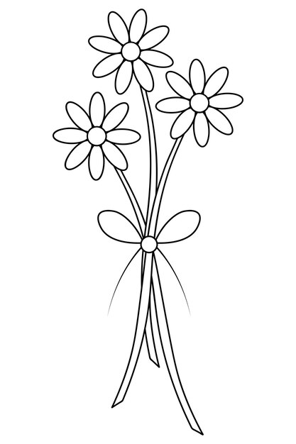 Camomilas Esbozo Delicado ramo de flores Margueritas de primavera Planta con flores Decoración de arco