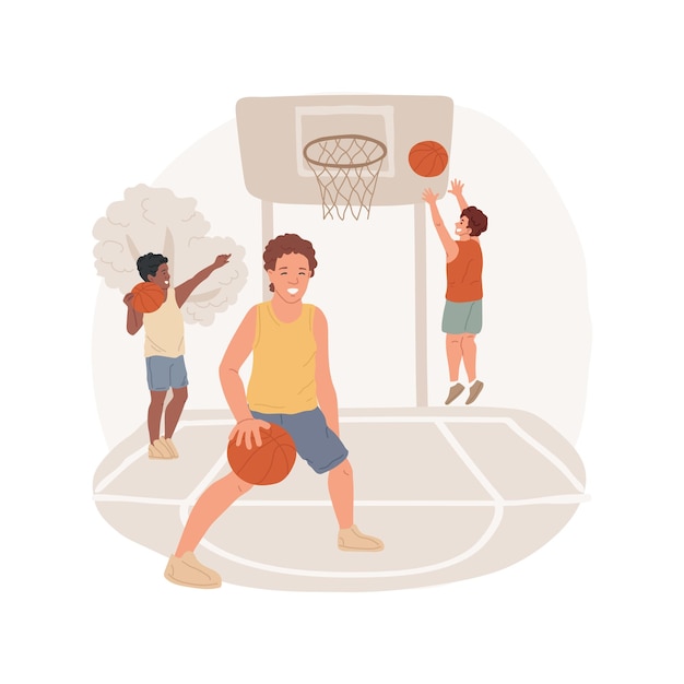 Vector campamento de baloncesto aislado ilustración vectorial de dibujos animados