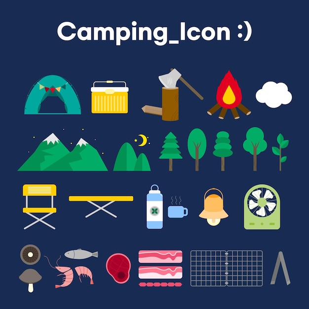 Campamento conjunto de iconos