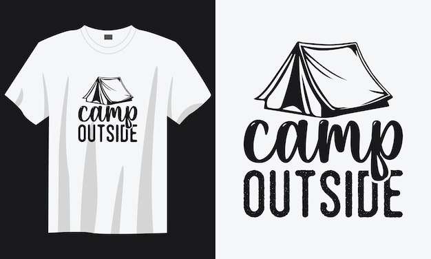 campamento fuera tipografía vintage retro montaña camping eslogan camiseta diseño ilustración