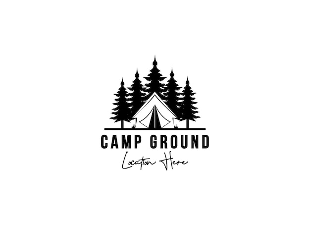 Campamento de montaña aventura en el bosque inspiración para el diseño del logotipo